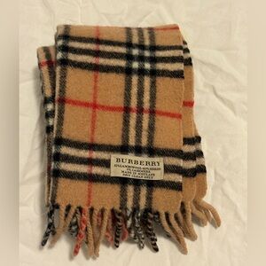 Burberry Camel Checkered Cashmere Blend Scarf